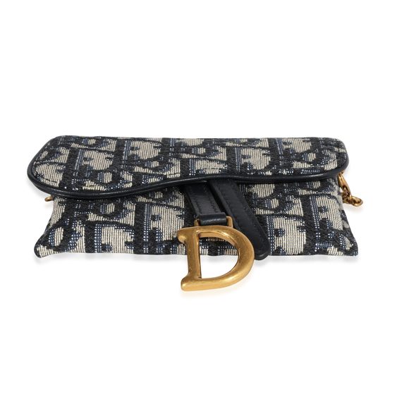 Dior Blue Oblique Jacquard Saddle Nano Pouch - Picture 5 of 8